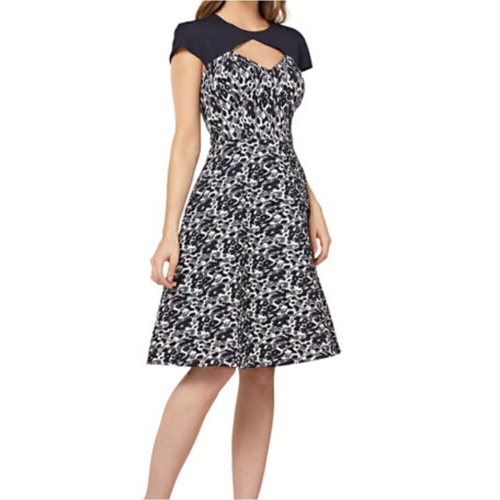 Kay Unger Ney York Metallic Jacquard Stretch Dress Women Size 8